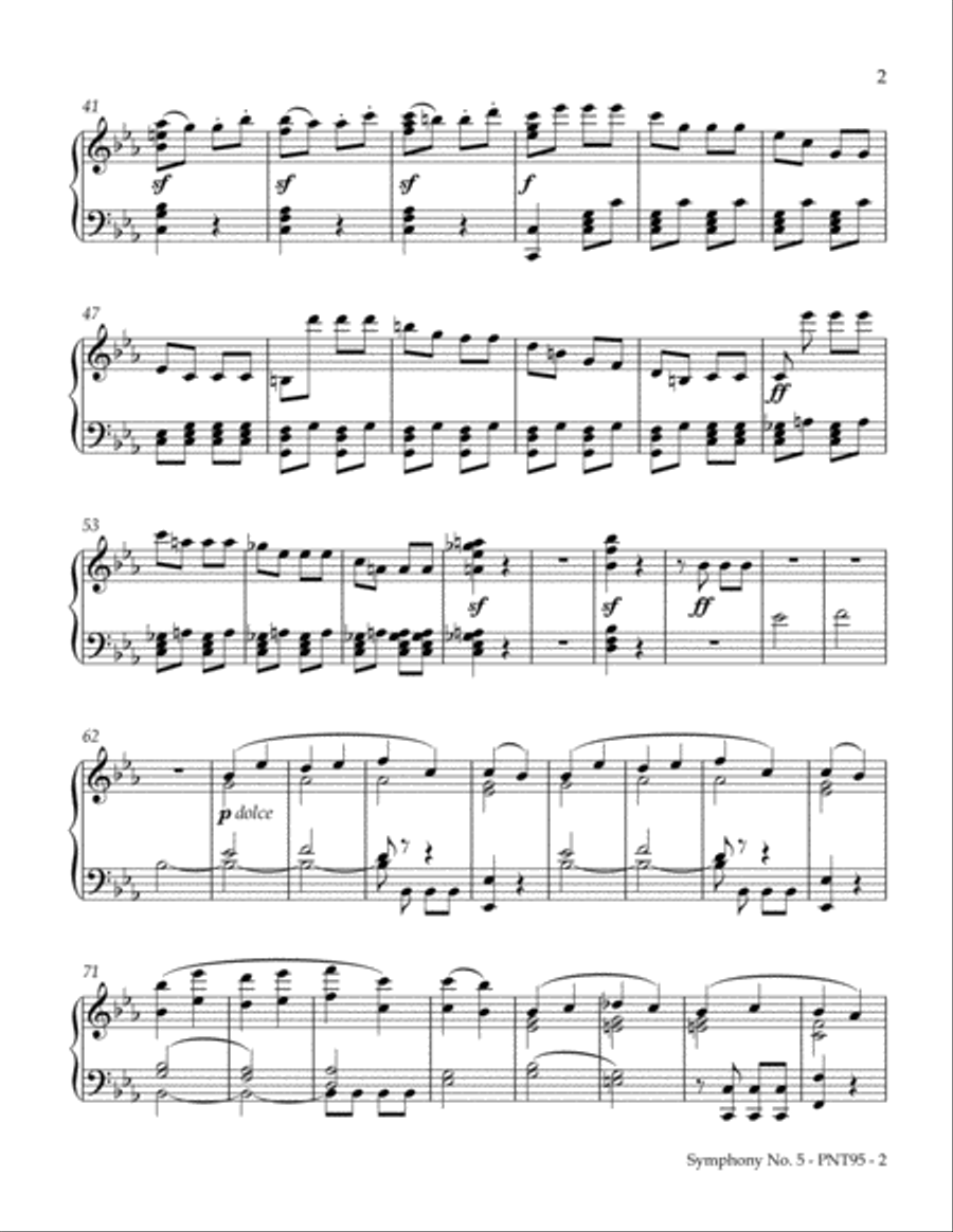 Symphony Number 5, 1st Movement Piano Solo scores gallery preview page 3