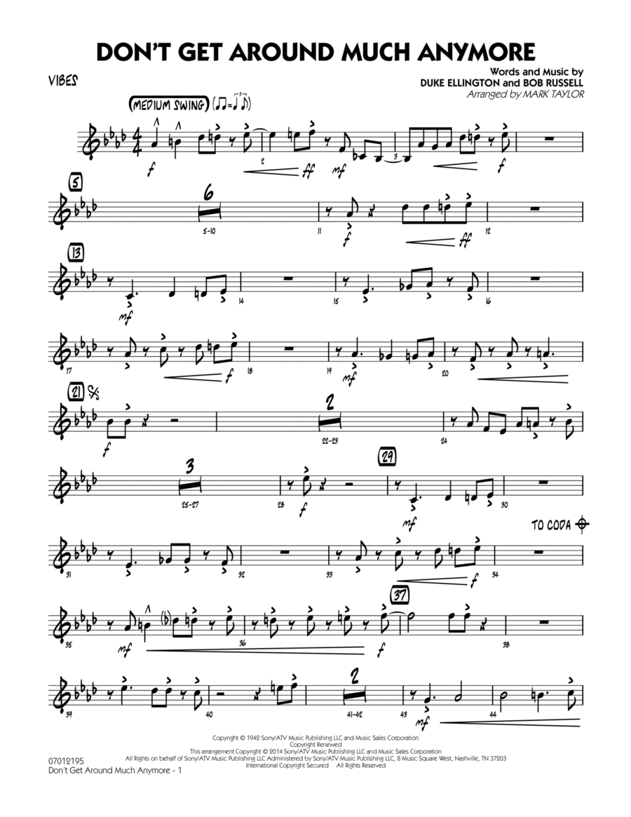 Don't Get Around Much Anymore - Vibes Jazz Ensemble scores gallery preview page 1