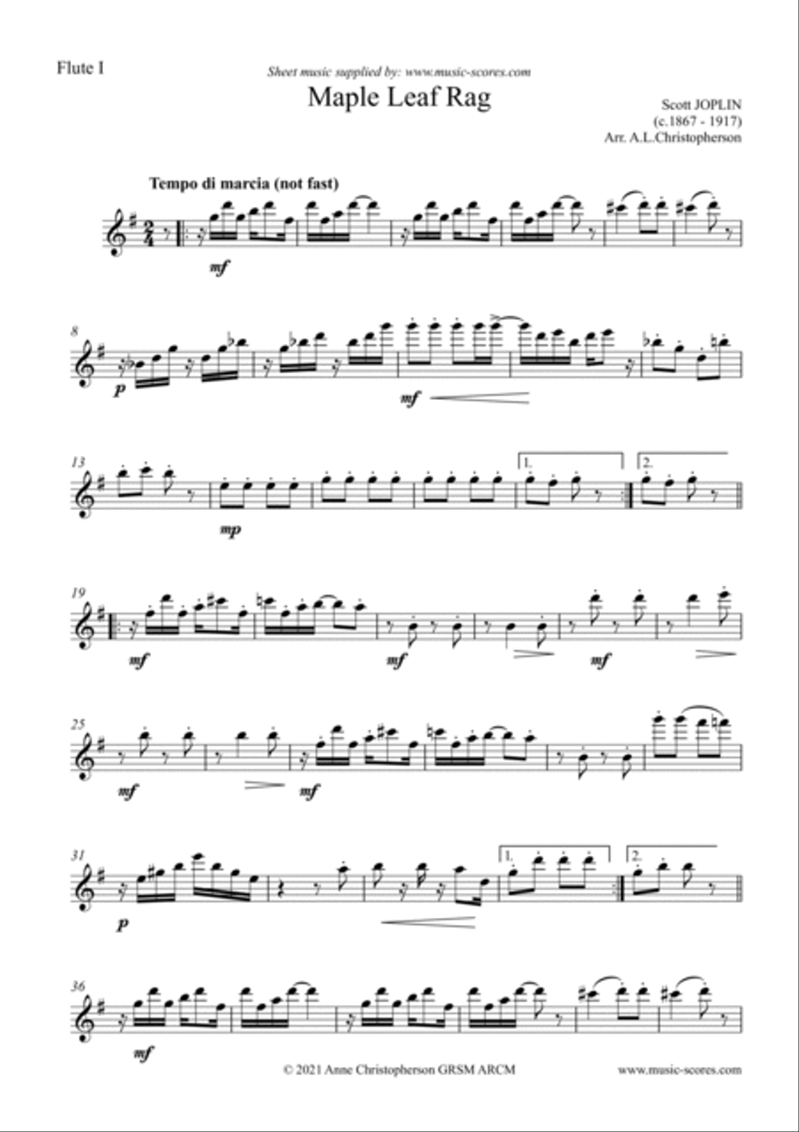 Maple Leaf Rag - Flute Quartet Flute Quartet scores gallery preview page 6