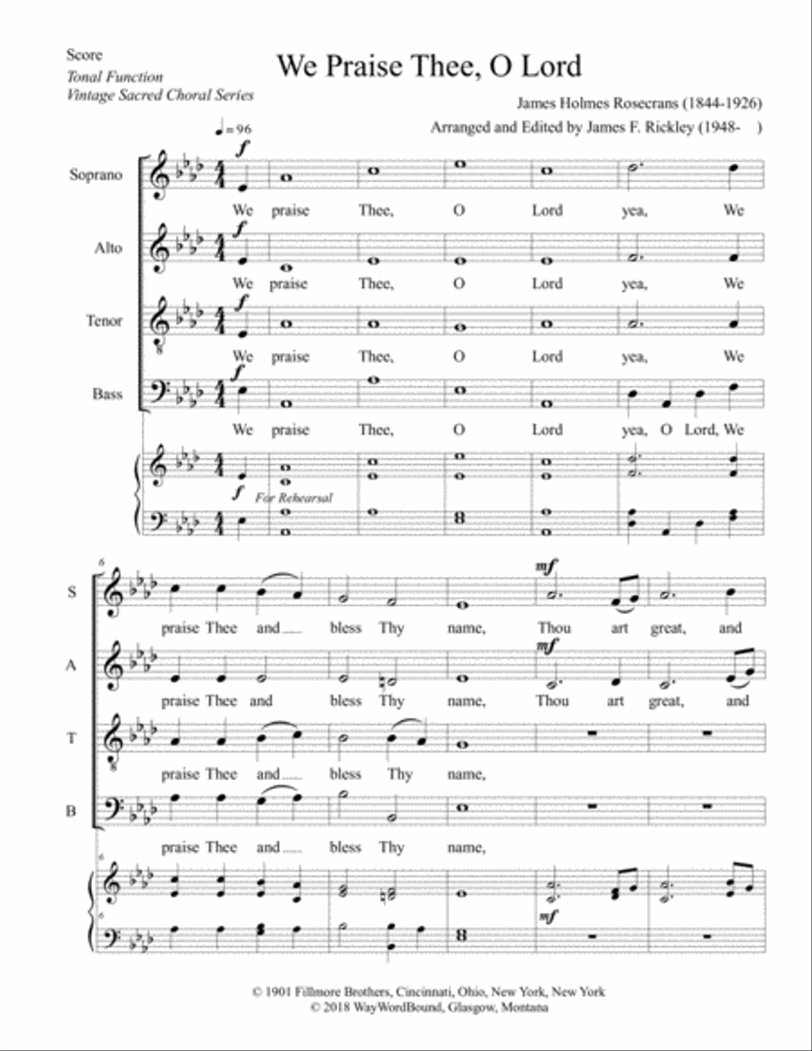 We Praise Thee, O Lord 4-Part scores gallery preview page 1