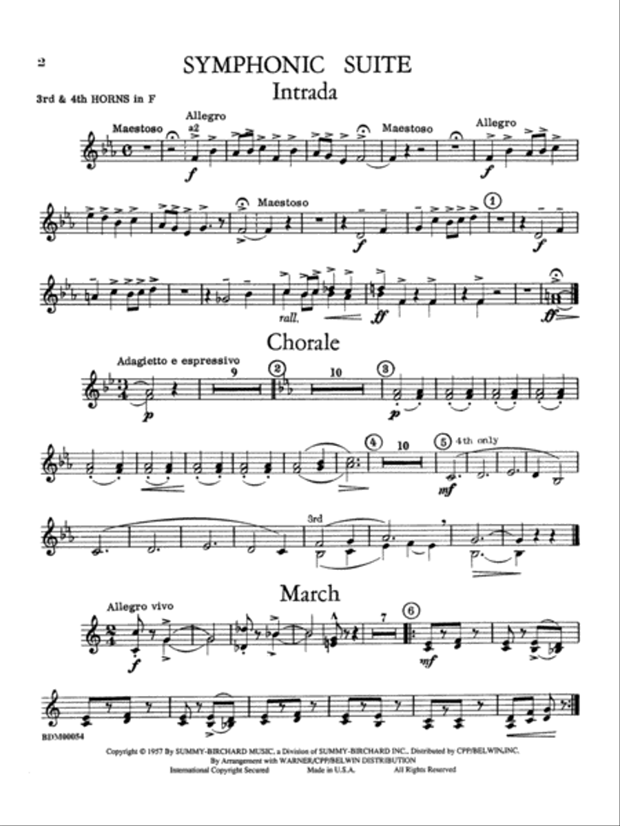 Symphonic Suite: 3rd & 4th F Horns Concert Band scores gallery preview page 1