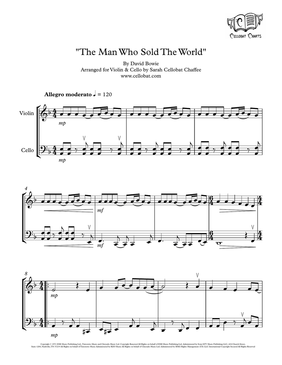 The Man Who Sold The World String Duet scores gallery preview page 1
