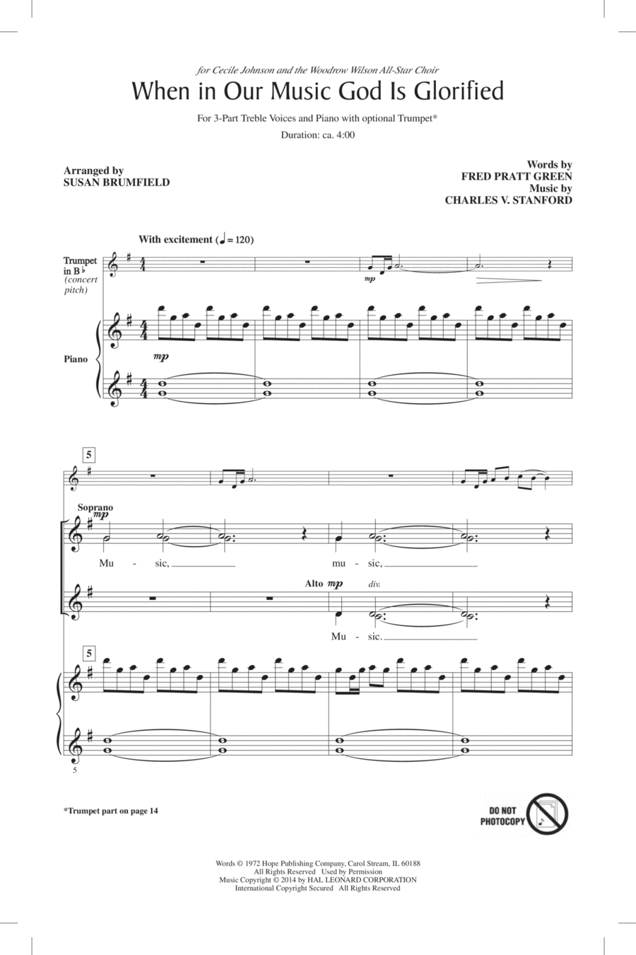 When In Our Music God Is Glorified (arr. Susan Brumfield) 3-Part scores gallery preview page 1