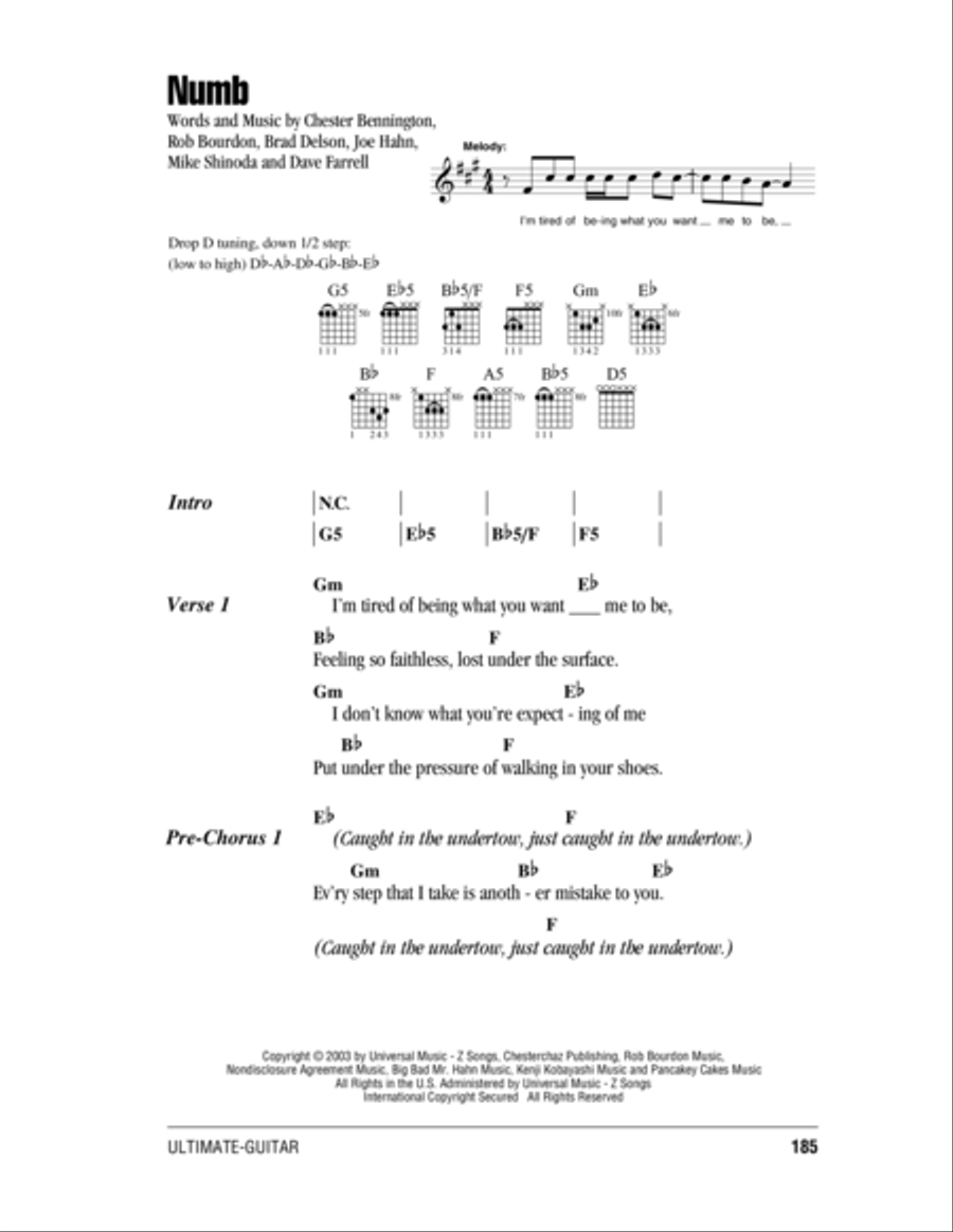 Numb Acoustic Guitar scores gallery preview page 1