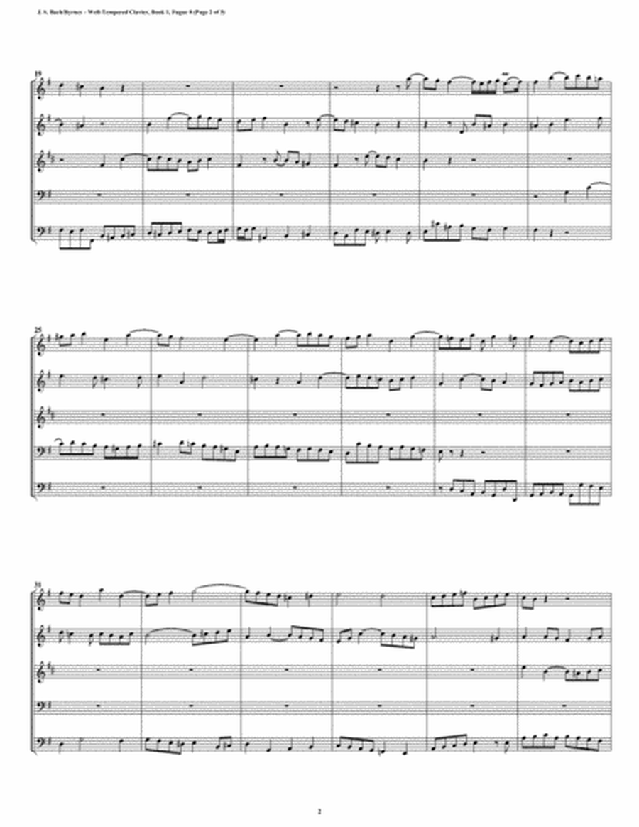 Fugue 08 from Well-Tempered Clavier, Book 1 (Double Reed Quintet) image number null