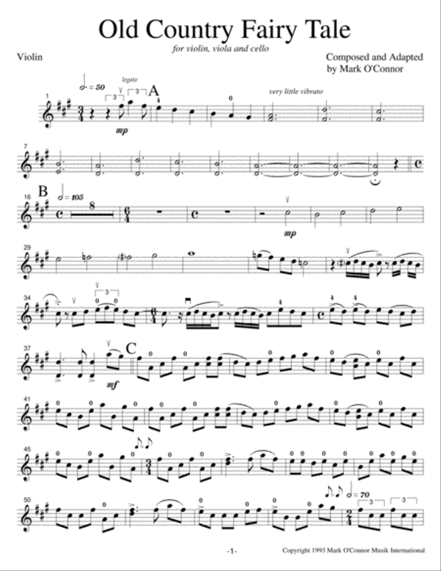 Old Country Fairy Tale (violin part - vln, vla, cel) String Trio scores gallery preview page 4