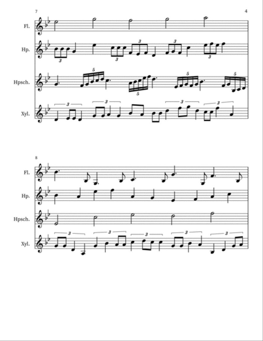 Z 86 (cross-patterns) for Flute, Harp, Harpsichord, Xyl. Small Ensemble scores gallery preview page 4