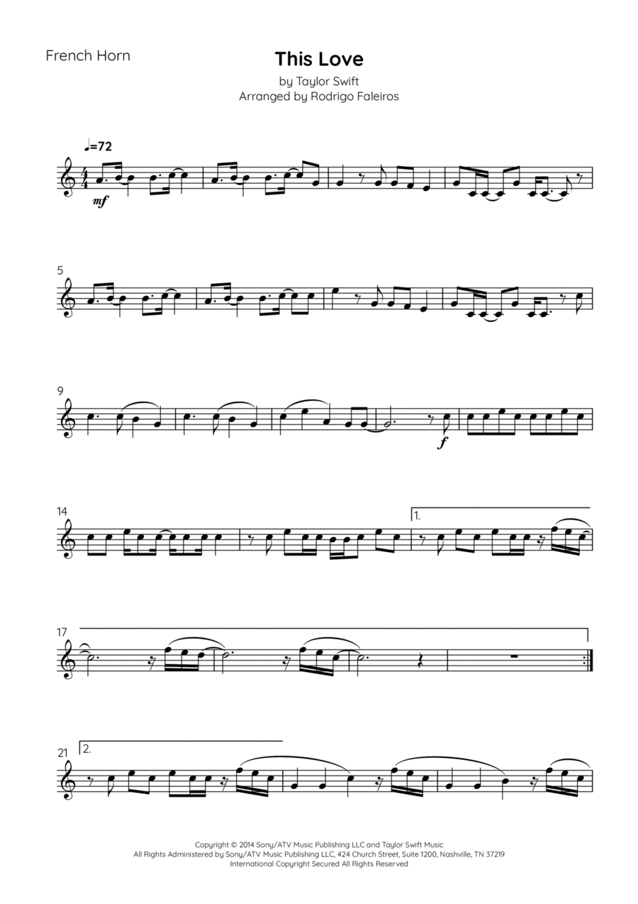 This Love Horn Solo scores gallery preview page 1