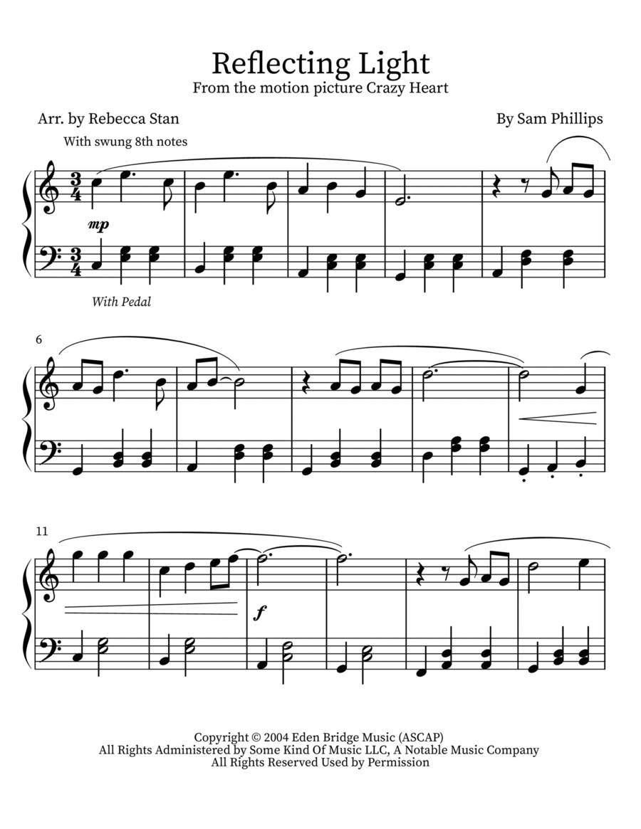 Reflecting Light Reflecting Light Piano Solo scores gallery preview page 1