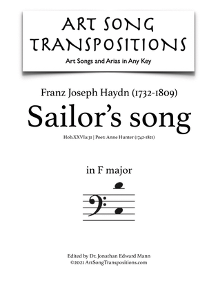 Book cover for HAYDN: Sailor's Song (transposed to F major, bass clef)