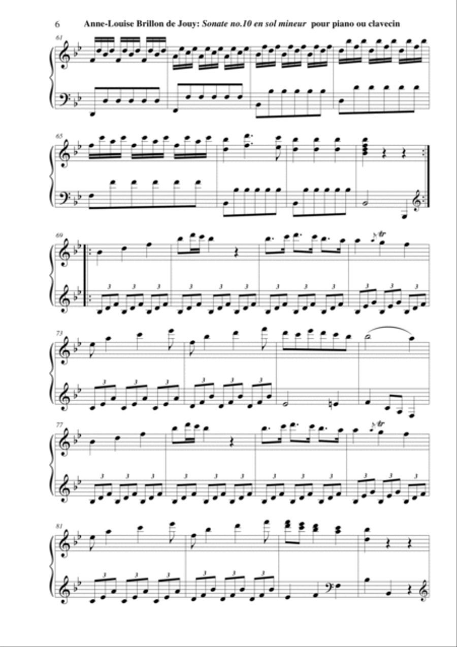 Anne-Louise Brillon de Jouy: Sonata no. 10 in g minor for piano or harpsichord Harpsichord scores gallery preview page 6