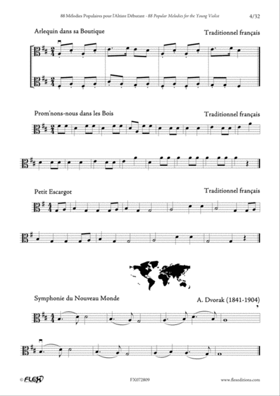 88 Popular Melodies for the Young Violist Viola Solo scores gallery preview page 4