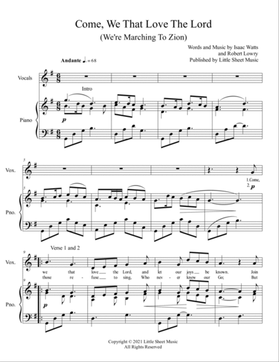 Come, We That Love The Lord (We’re Marching To Zion) Voice scores gallery preview page 2
