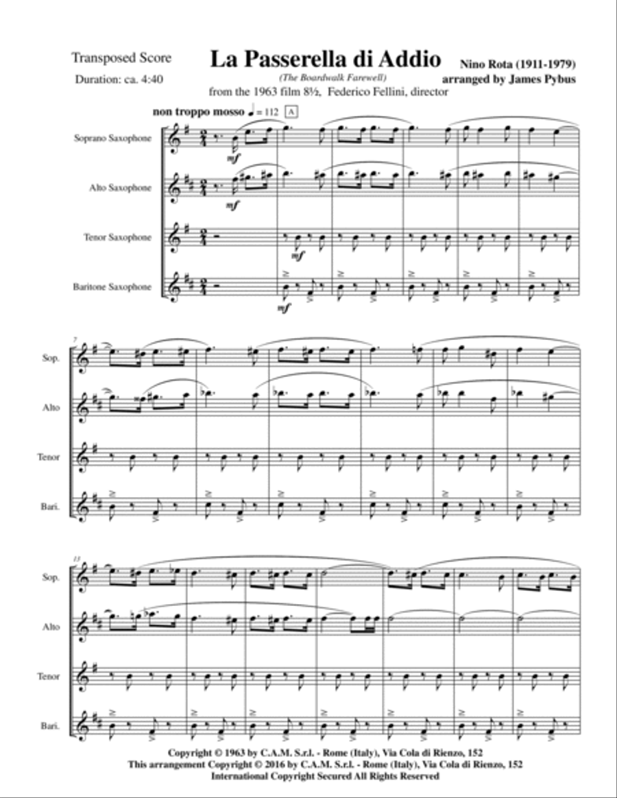 La Passerella Di Addio Saxophone Quartet scores gallery preview page 3