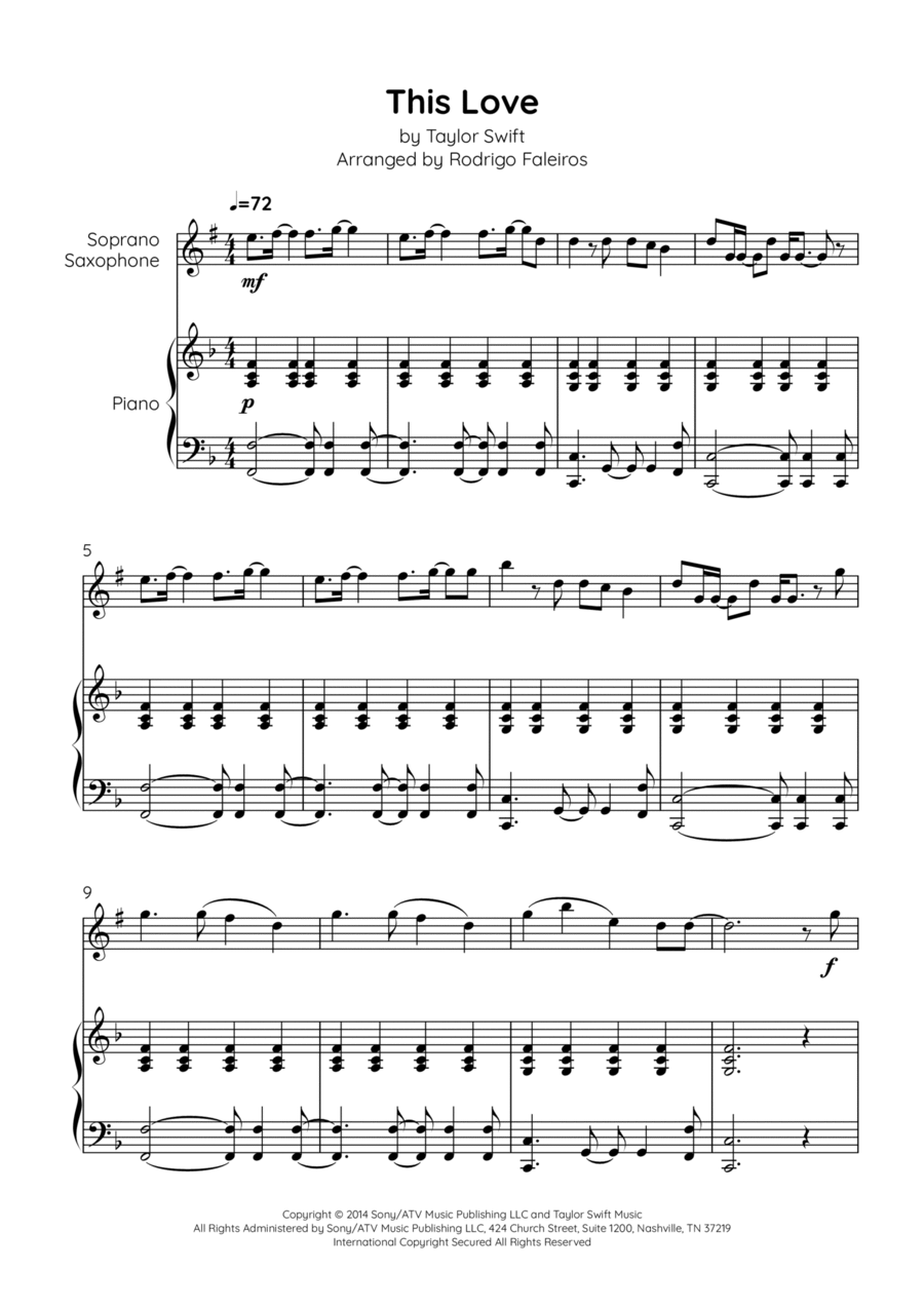 This Love Soprano Saxophone scores gallery preview page 1