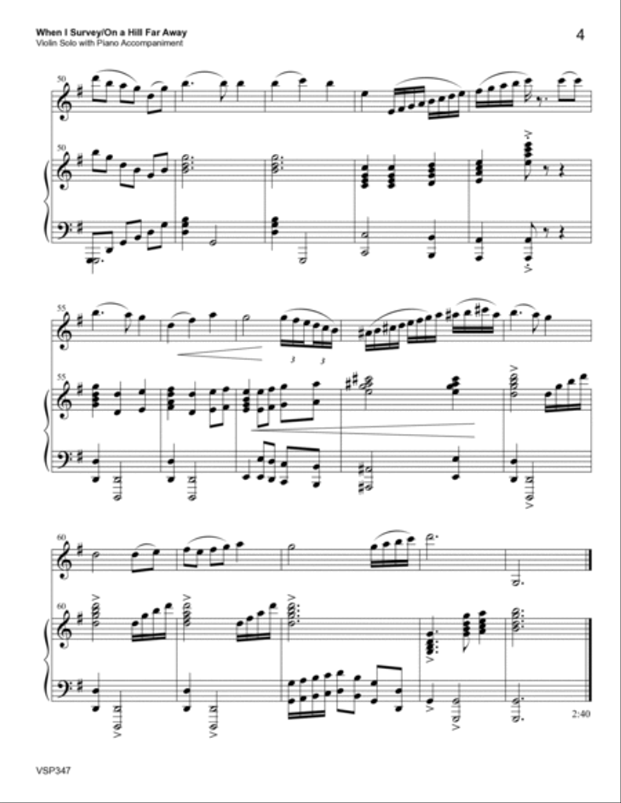 WHEN I SURVEY THE WONDROUS CROSS/ON A HILL FAR AWAY - Violin Solo with Piano accompaniment Violin Solo scores gallery preview page 4