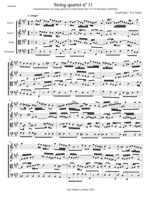 String quartet nº11-Toni Tudurí (instr. of Domenico dall'Oglio violin Sonata Op1 nº3 in A Maj)