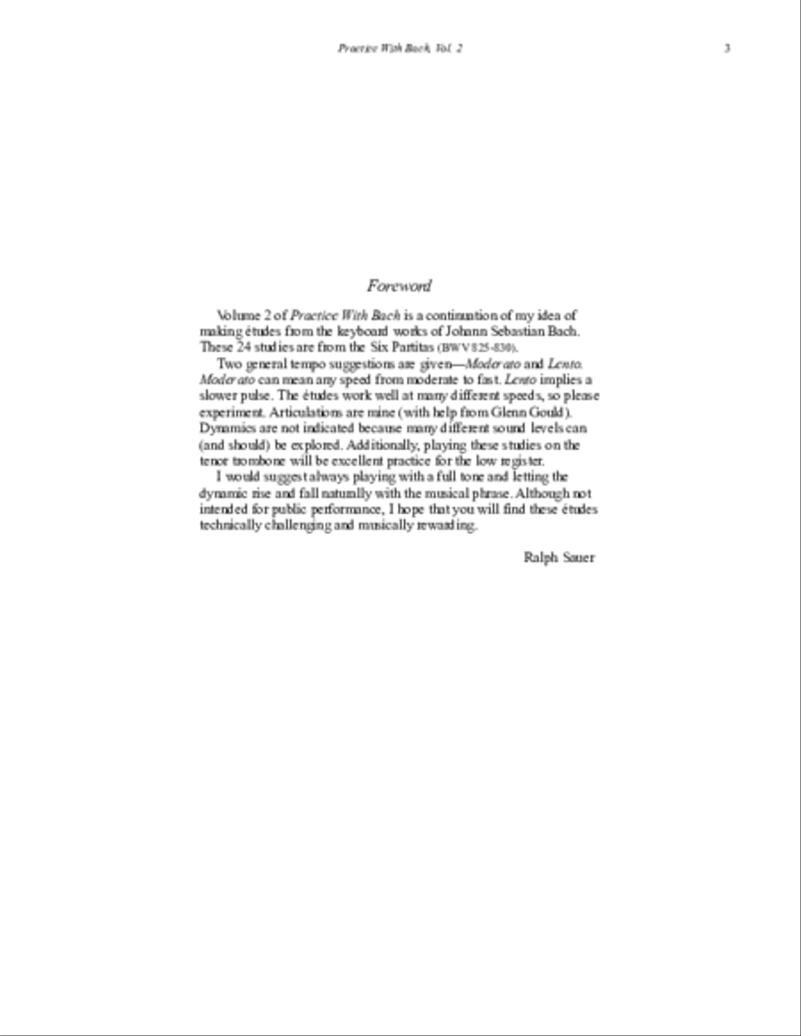 Practice With Bach for the Bass Trombone, Volume 2 Trombone scores gallery preview page 2