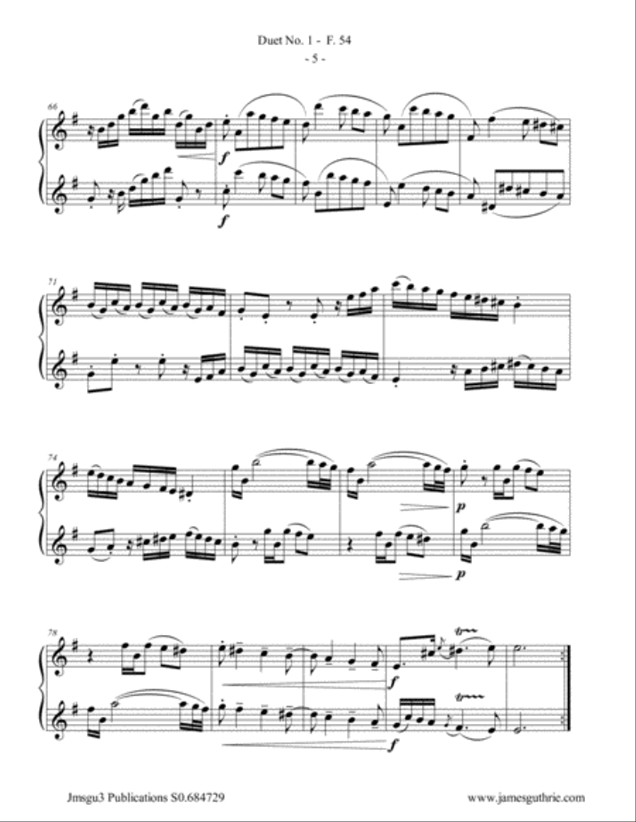 WF Bach: The Six Duets Complete for Alto Flute Duo Flute Duet scores gallery preview page 5