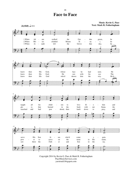 Face to Face - an original hymn for SATB voices image number null