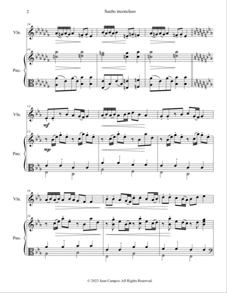Sueño Inconcluso Chamber Music scores gallery preview page 2