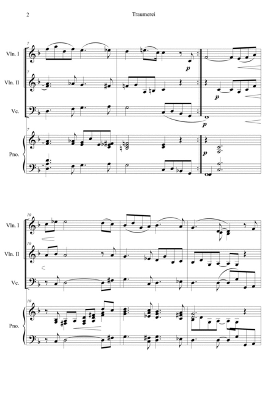 Traumerei scenes from childhood op15 Piano Quartet scores gallery preview page 2
