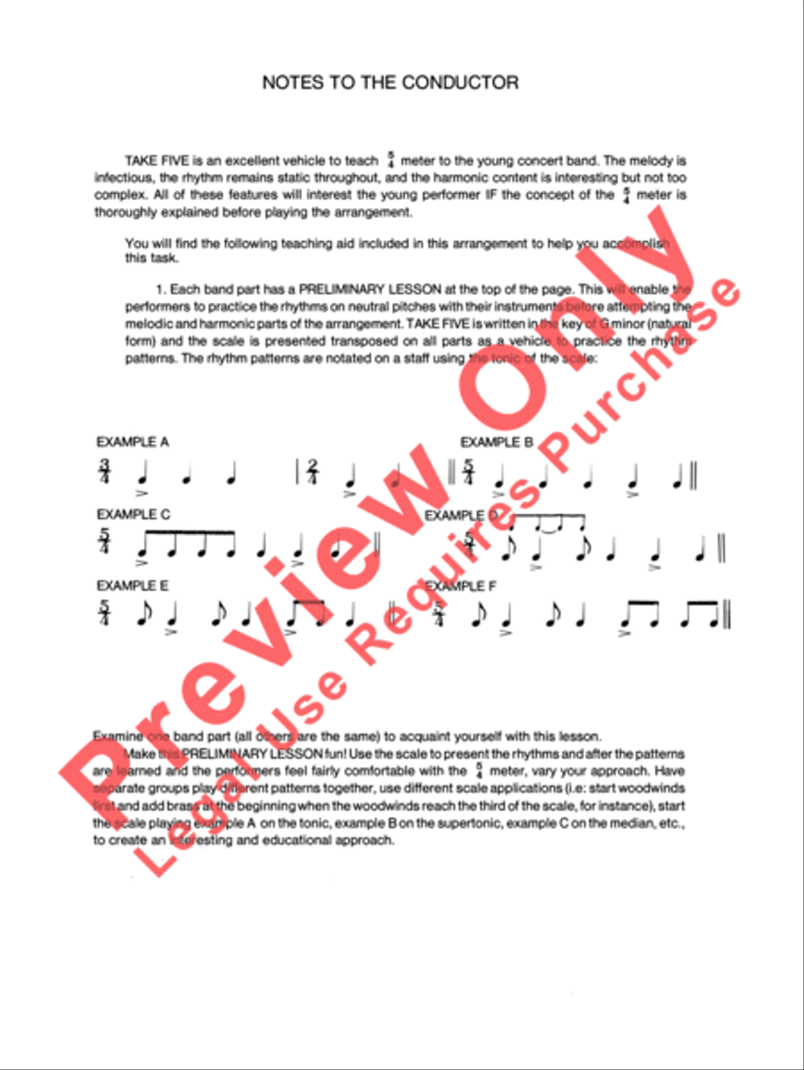 Take Five Concert Band scores gallery preview page 3