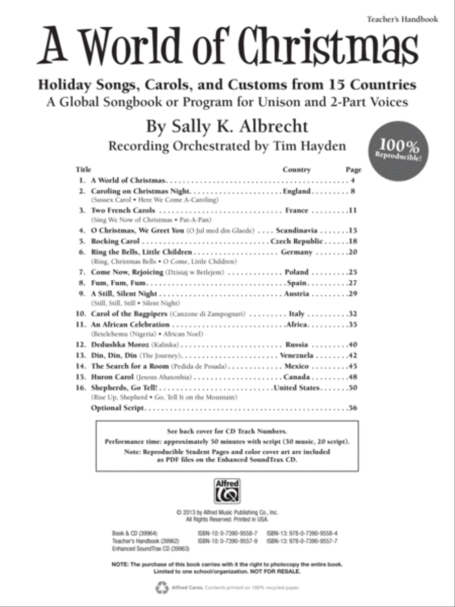 A World of Christmas -- Holiday Songs, Carols, and Customs from 15 Countries Unison Choir scores gallery preview page 7