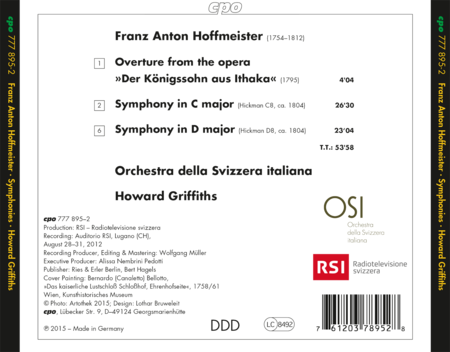 Hoffmeister: Symphonies & Overture image number null