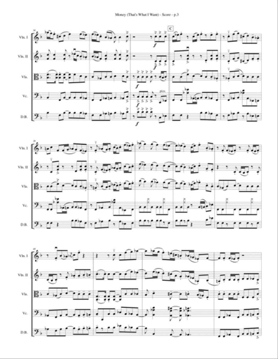 Money (that's What I Want) String Quartet scores gallery preview page 5