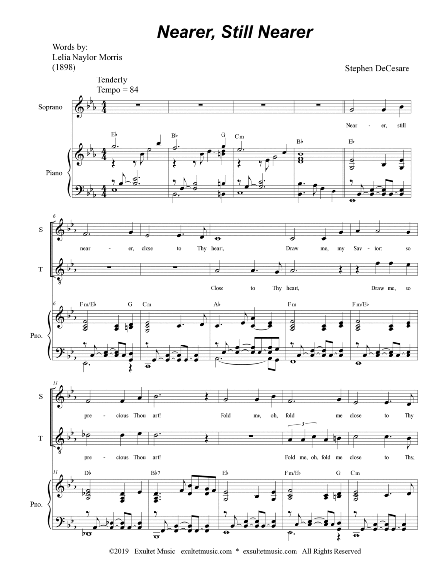 Nearer, Still Nearer (for 2-part choir - (Soprano and Tenor) image number null