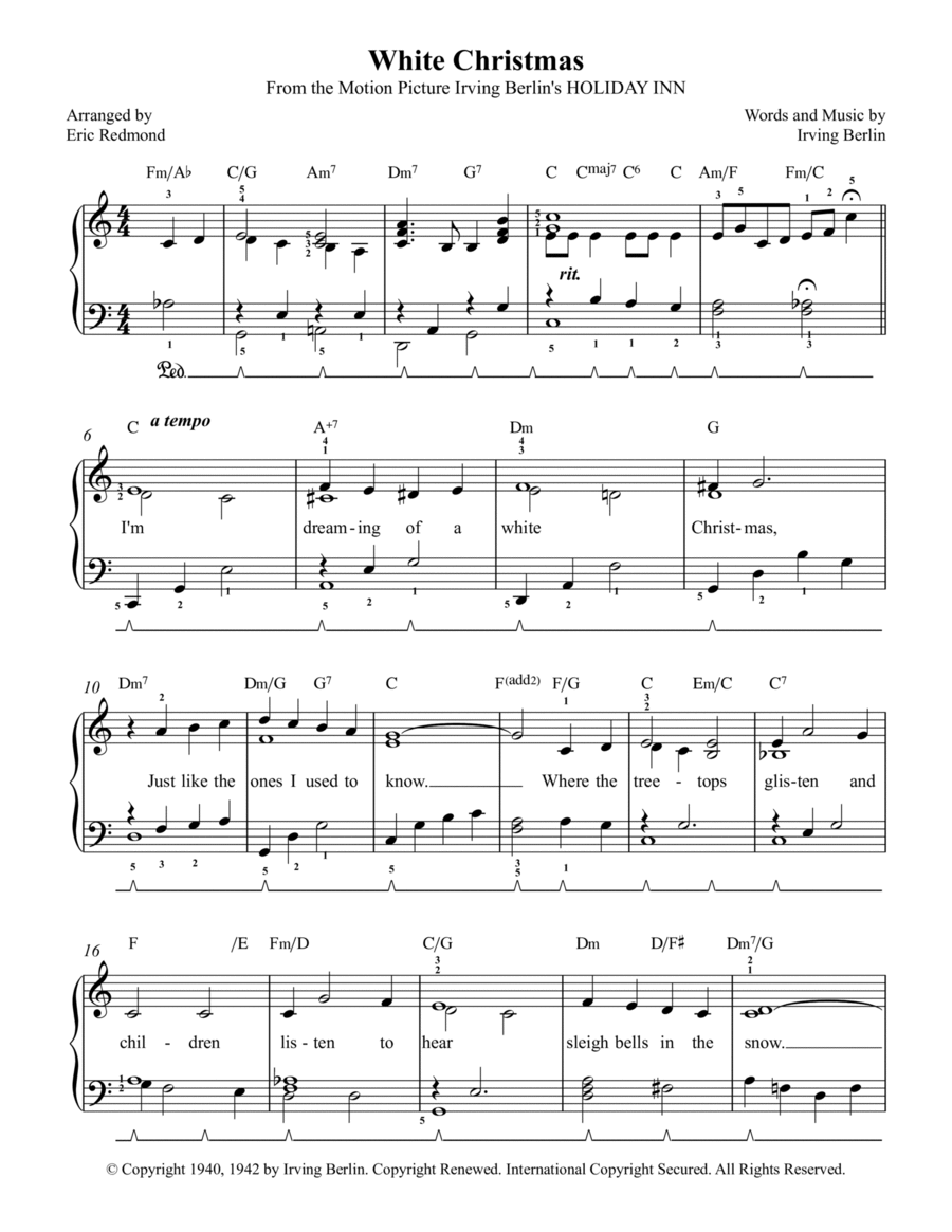White Christmas Piano, Vocal, Guitar scores gallery preview page 1