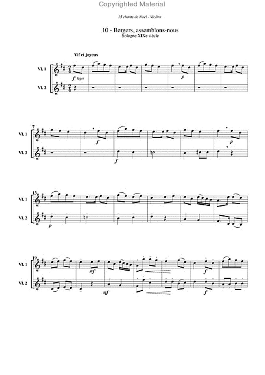 Chants de Noël (15), pour violon Violin scores gallery preview page 11