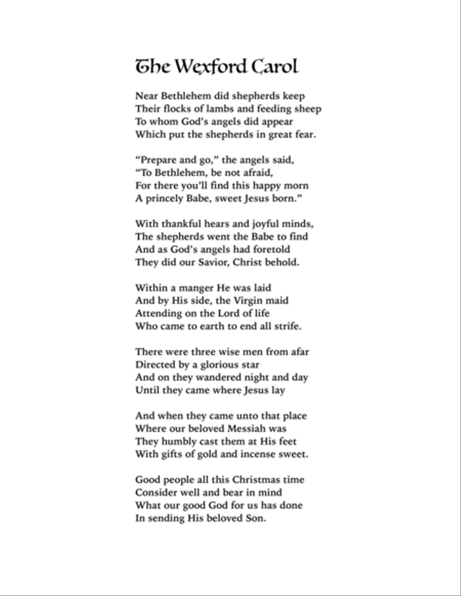 The Wexford Carol (Piano/Vocal/Guitar) Piano, Vocal, Guitar scores gallery preview page 4