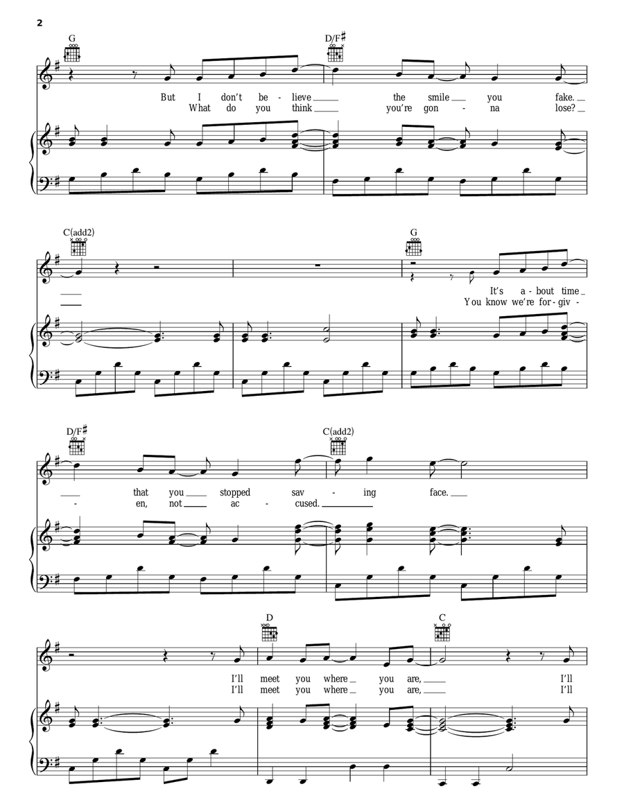 Let Me Love You Piano, Vocal, Guitar scores gallery preview page 2