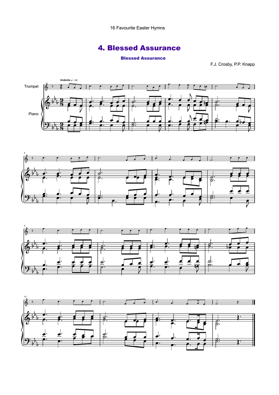 16 Favourite Easter Hymns for Solo Trumpet and Piano Trumpet Solo scores gallery preview page 5