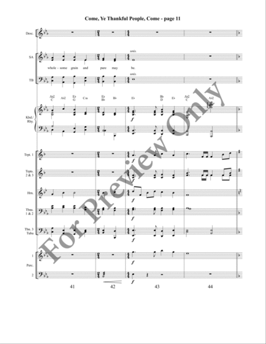 Come, Ye Thankful People, Come Orchestraton Brass Ensemble scores gallery preview page 13