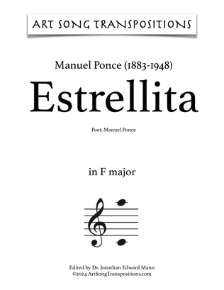 Book cover for PONCE: Estrellita (transposed to F major)