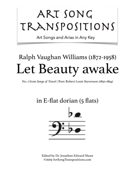 Let Beauty awake (transposed to E-flat dorian, 5 flats, bass clef)