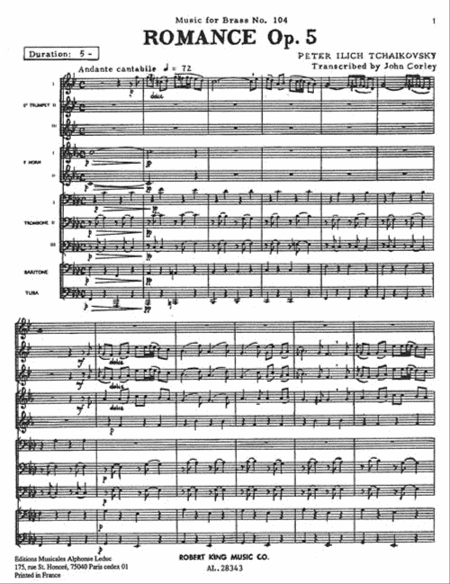 Romance Op.5 In F Minor (ensemble-brass 8 Or More) School and Community scores gallery preview page 3