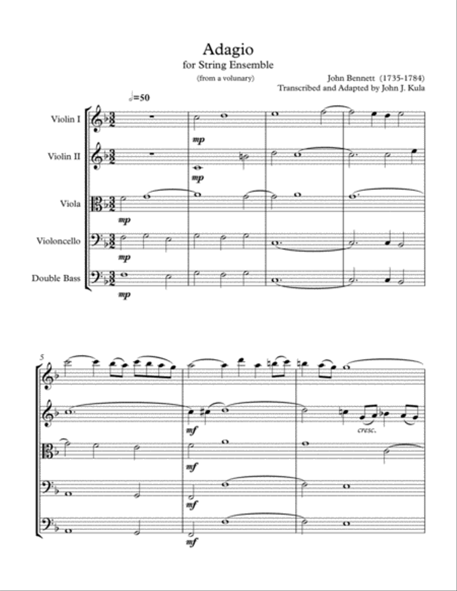 Adagio for String Ensemble Small Ensemble scores gallery preview page 1