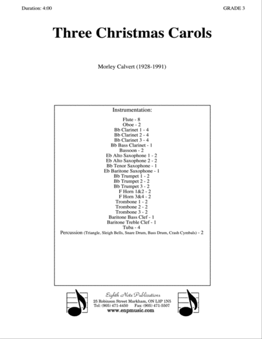 Three Christmas Carols: Score Concert Band scores gallery preview page 1