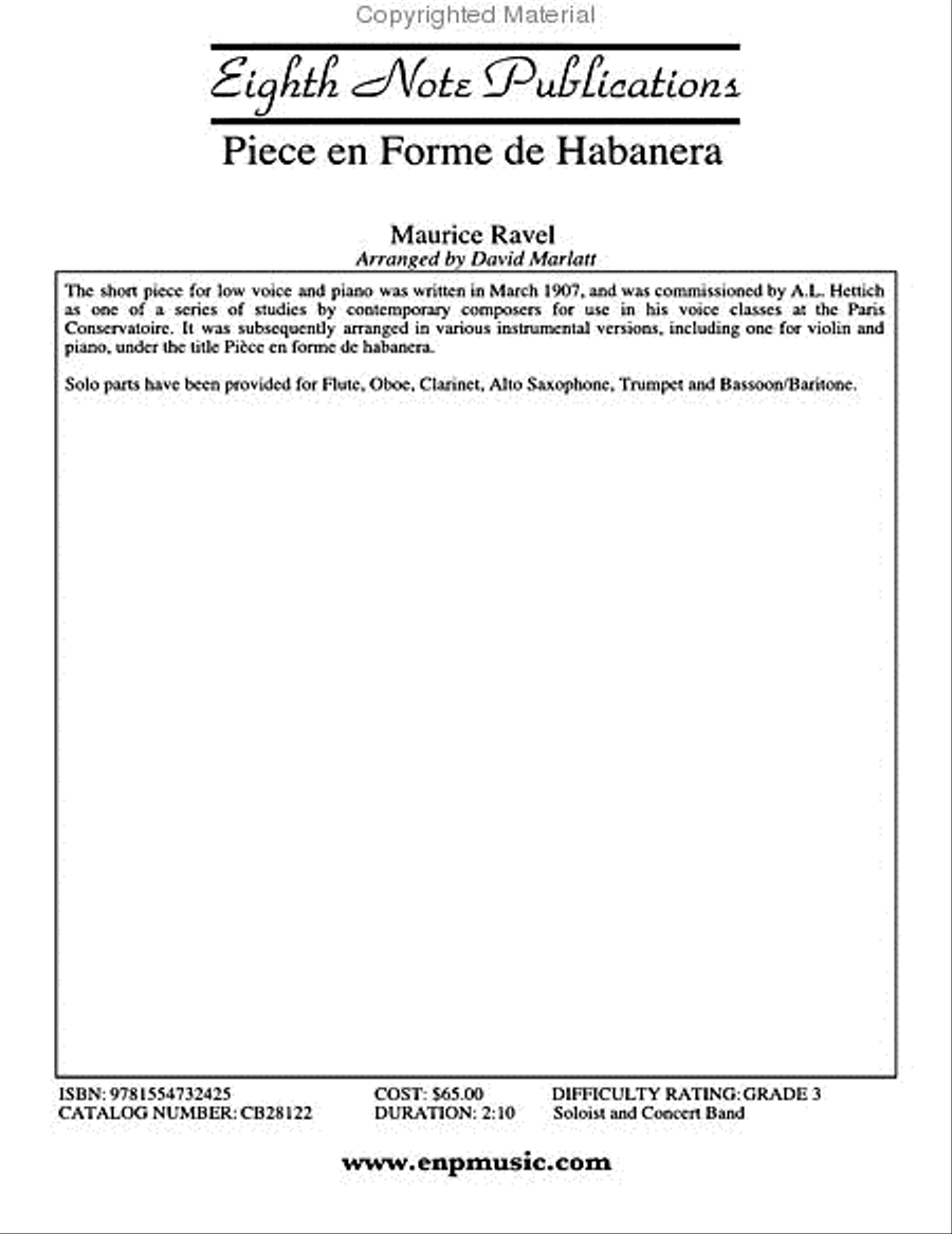 Piece en Forme de Habanera Concert Band scores gallery preview page 3