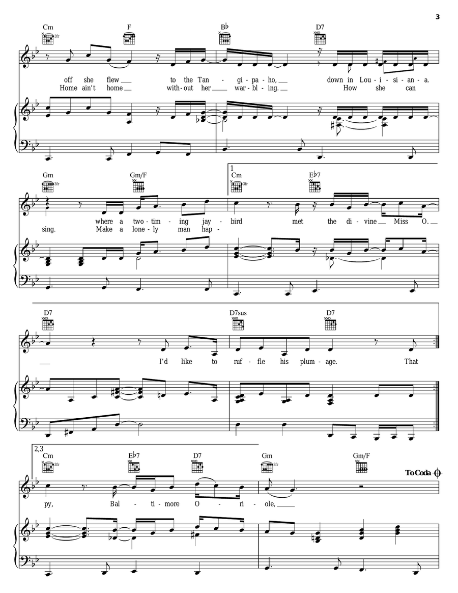 Baltimore Oriole Acoustic Guitar scores gallery preview page 3