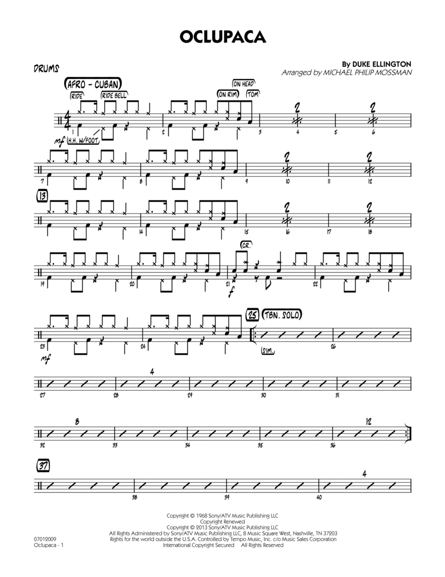 Oclupaca - Drums Oclupaca - Drums Jazz Ensemble scores gallery preview page 1
