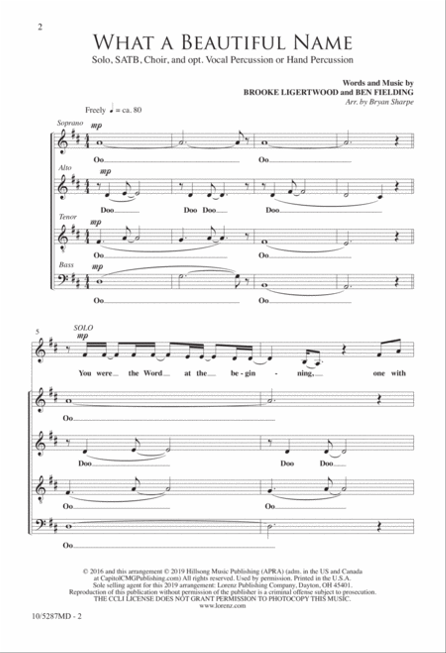 What a Beautiful Name 4-Part scores gallery preview page 2