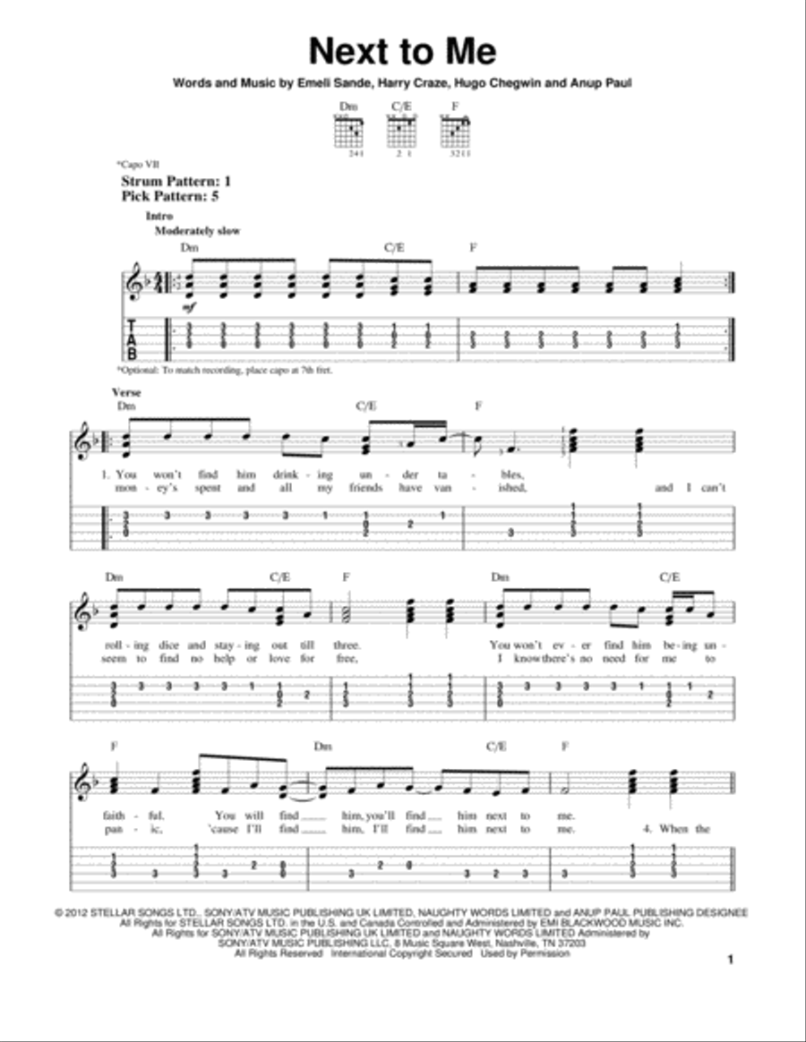 Next To Me Acoustic Guitar scores gallery preview page 1