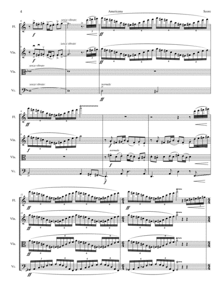 AMERICANA for flute/alto flute, violin, viola, and cello image number null