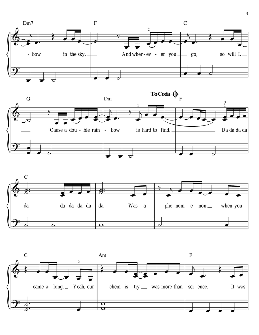 Double Rainbow Easy Piano scores gallery preview page 3