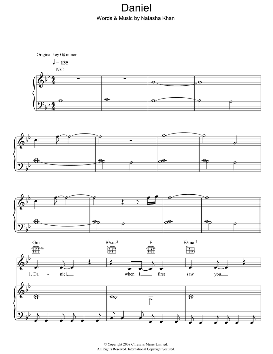 Daniel Piano, Vocal, Guitar scores gallery preview page 1